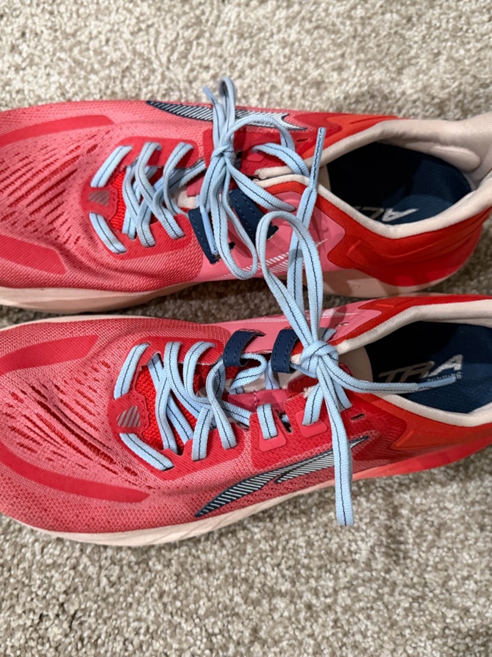 Altra brand Light red and pink Women's Running Sneakers with Pale Blue Laces